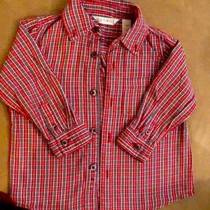 Plaid colored long- sleeved button down for boys